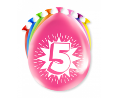 Verjaardag Ballonnen Multicolor 8 Stuks | Cijfer 5