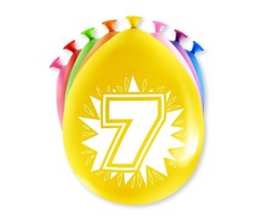 Verjaardag Ballonnen Multicolor 8 Stuks | Cijfer 7