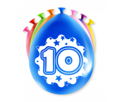 Verjaardag Ballonnen Multicolor 8 Stuks | Cijfer 10