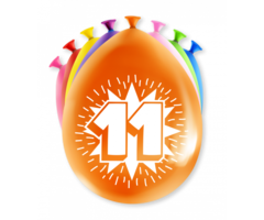 Verjaardag Ballonnen Multicolor 8 Stuks | Cijfer 11