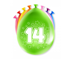 Verjaardag Ballonnen Multicolor 8 Stuks | Cijfer 14
