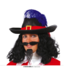 Musketiershoed Zwart Met Blauwe Pluim