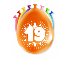 Verjaardag Ballonnen Multicolor 8 Stuks | Cijfer 19