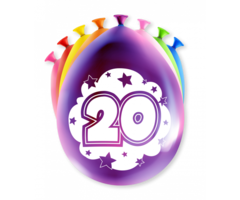 Verjaardag Ballonnen Multicolor 8 Stuks | Cijfer 20