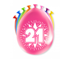 Verjaardag Ballonnen Multicolor 8 Stuks | Cijfer 21
