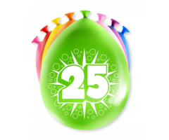 Verjaardag Ballonnen Multicolor 8 Stuks | Cijfer 25