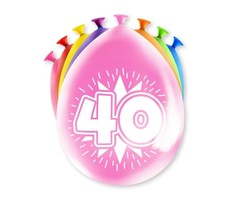 Verjaardag Ballonnen Multicolor 8 Stuks | Cijfer 40