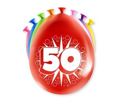 Verjaardag Ballonnen Multicolor 8 Stuks | Cijfer 50