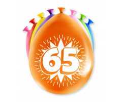 Verjaardag Ballonnen Multicolor 8 Stuks | Cijfer 65