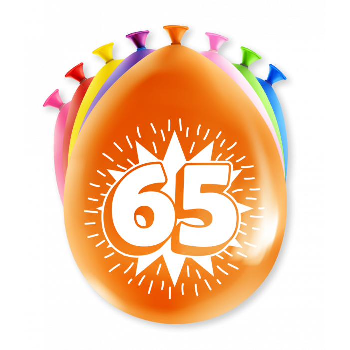 Verjaardag Ballonnen Multicolor 8 Stuks | Cijfer 65