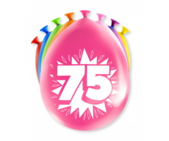 Verjaardag Ballonnen Multicolor 8 Stuks | Cijfer 75