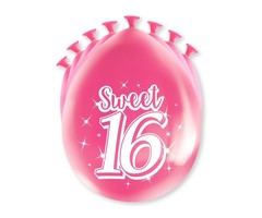 Verjaardag Ballonnen Roze 8 Stuks | Sweet 16