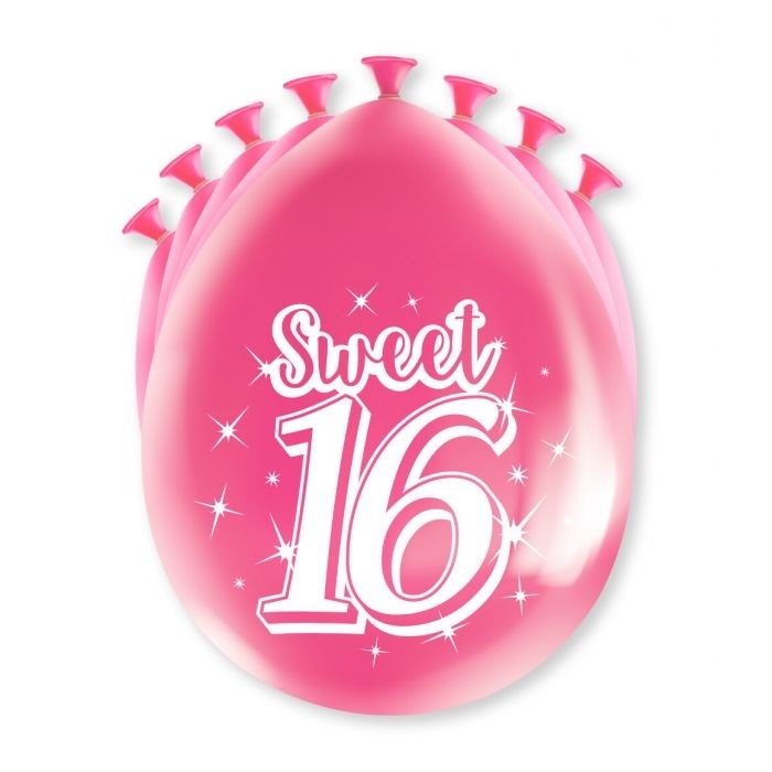 Verjaardag Ballonnen Roze 8 Stuks | Sweet 16