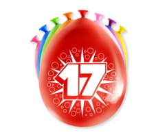Verjaardag Ballonnen Multicolor 8 Stuks | Cijfer 17