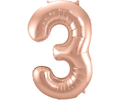 Cijfer 3  Folieballon Rosé Gold | 86cm