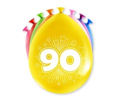 Verjaardag Ballonnen Multicolor 8 Stuks | Cijfer 90