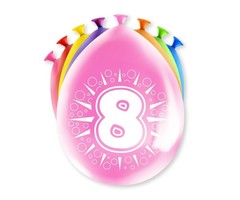 Verjaardag Ballonnen Multicolor 8 Stuks | Cijfer 8