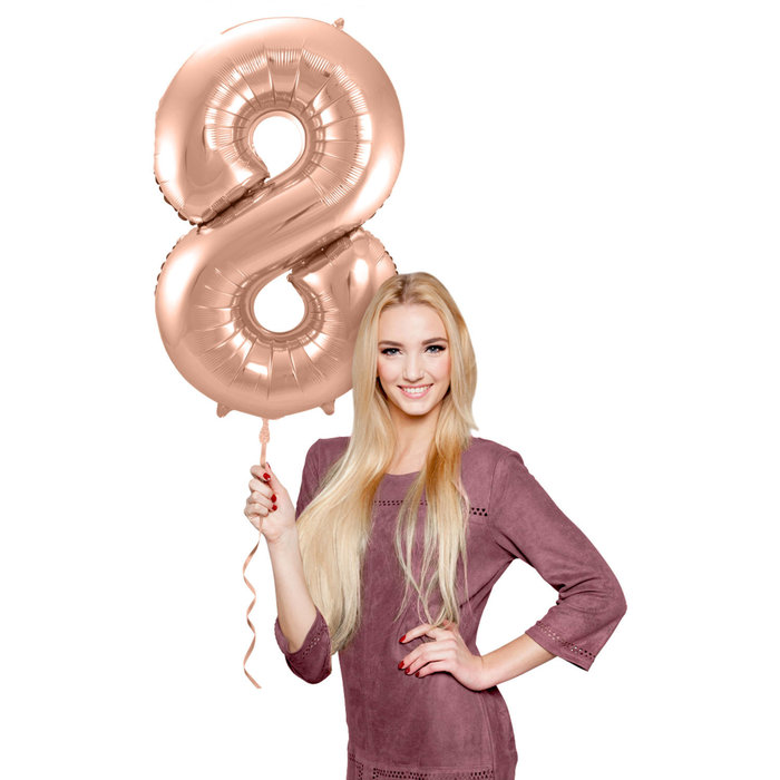 Cijfer 8  Folieballon Rosé Gold | 86cm