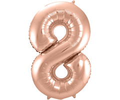 Cijfer 8  Folieballon Rosé Gold | 86cm