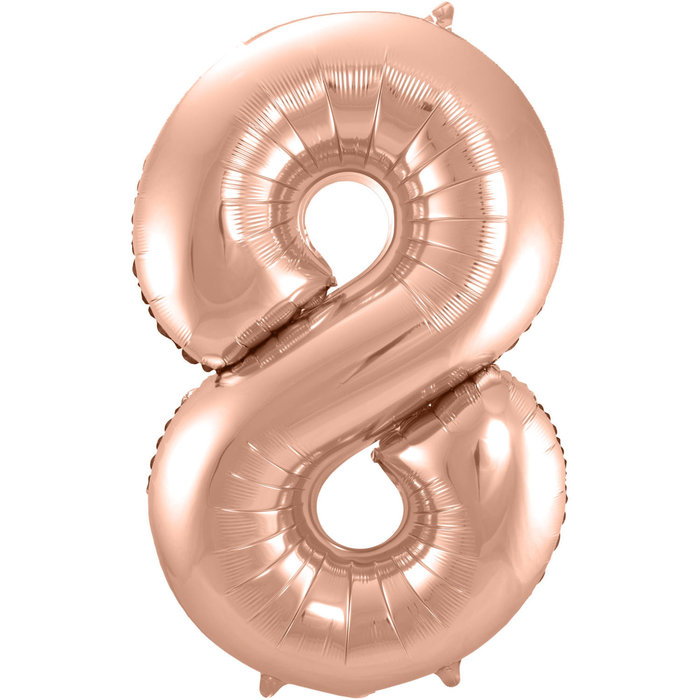 Cijfer 8  Folieballon Rosé Gold | 86cm