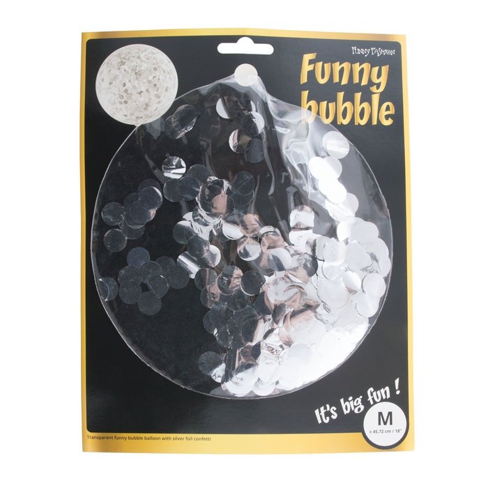 Bubbel Ballon Met Confetti Zilver