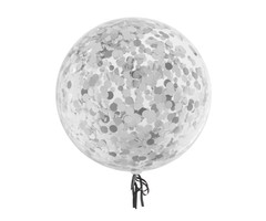 Bubbel Ballon Met Confetti Zilver