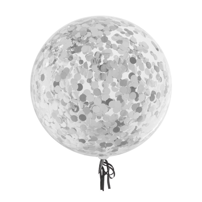 Bubbel Ballon Met Confetti Zilver