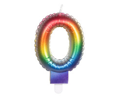 Cijfer Folieballon Kaarsje Multicolor  | Cijfer 0