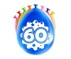 Verjaardag Ballonnen Multicolor 8 Stuks | Cijfer 60