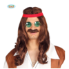 Hippie Pruik + Snor | Lang Bruin