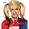 Harlequin Girl | Pruik Blond |Rood & Zwart