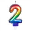 Cijfer Folieballon Kaarsje Multicolor  | Cijfer 2