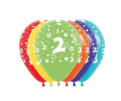 Ballonnen Multicolor 12 Stuks | Cijfer 2