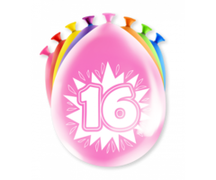 Verjaardag Ballonnen Multicolor 8 Stuks | Cijfer 16