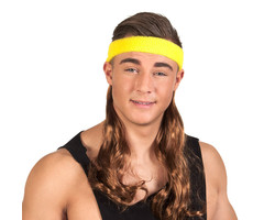 Zweetband/ Hoofdband  Met Haren | Geel/ Bruin