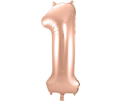 Cijfer 1  Folieballon Rosé Gold | 86cm