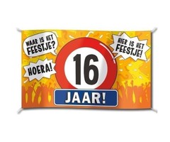 Gevelvlag  XXL | 16 Jaar Hoera! | 150cmx90cm