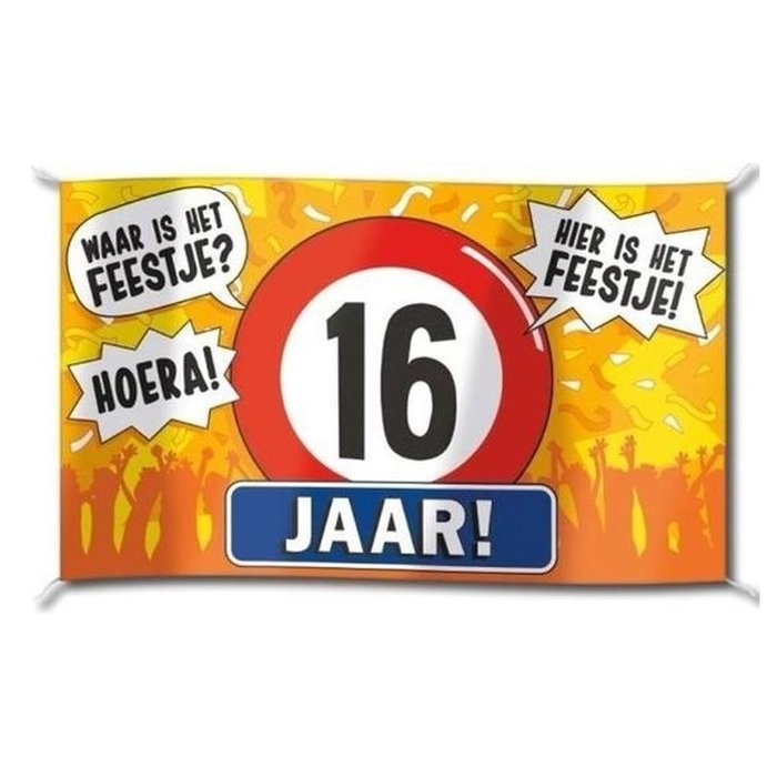 Gevelvlag XXL | 16 Jaar Hoera! | 150cmx90cm