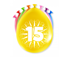 Verjaardag Ballonnen Multicolor 8 Stuks | Cijfer 15