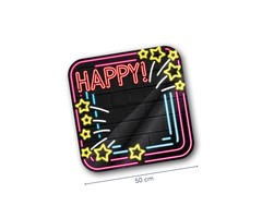 Neon Decoratiebord Happy Birthday | Blanco