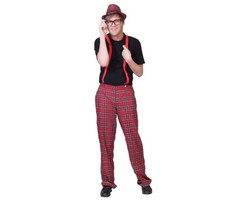 Rode Broek Geruit Nerd | Herenkostuum
