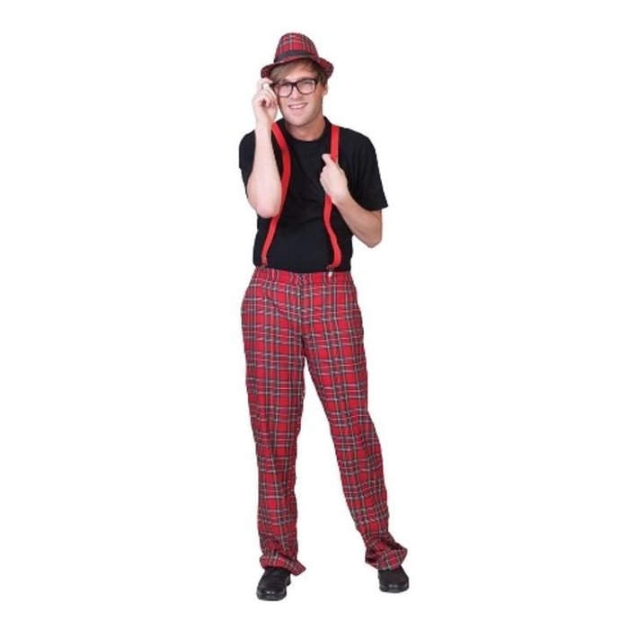 Rode Broek Geruit Nerd | Herenkostuum