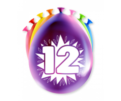 Verjaardag Ballonnen Multicolor 8 Stuks | Cijfer 12