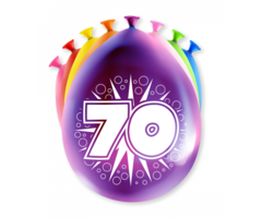 Verjaardag Ballonnen Multicolor 8 Stuks | Cijfer 70