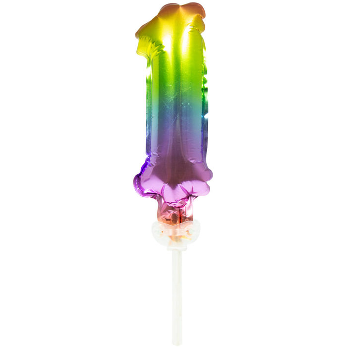 Cijfer 1 Folieballon Taart Topper | Regenboog