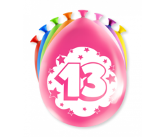 Verjaardag Ballonnen Multicolor 8 Stuks | Cijfer 13