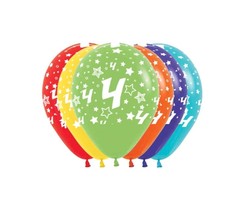 Ballonnen Multicolor 12 Stuks | Cijfer 4