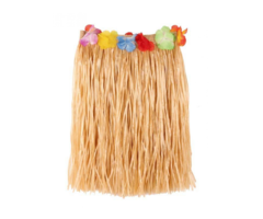 Tutu Hawaiian | Raffia Rok 50cm + Bloemen