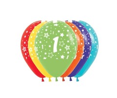 Ballonnen Multicolor 12 Stuks | Cijfer 1