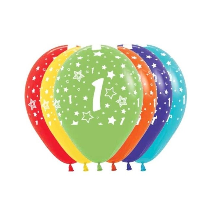 Ballonnen Multicolor 12 Stuks | Cijfer 1